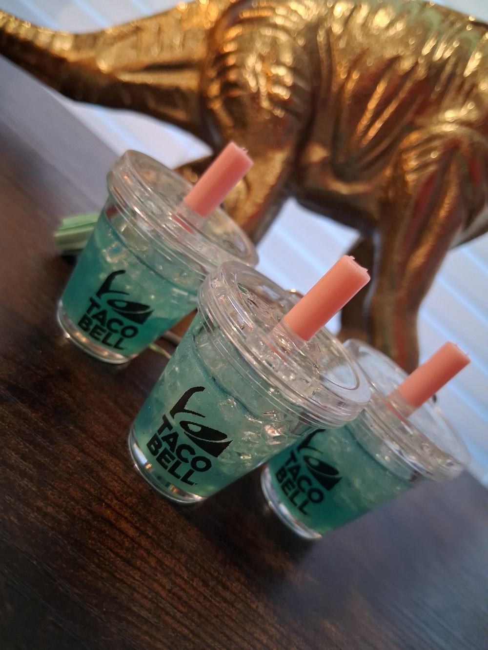 Mini Baja Blast Keychain - Turquoise with Pink Straw - Picture 2 of 5
